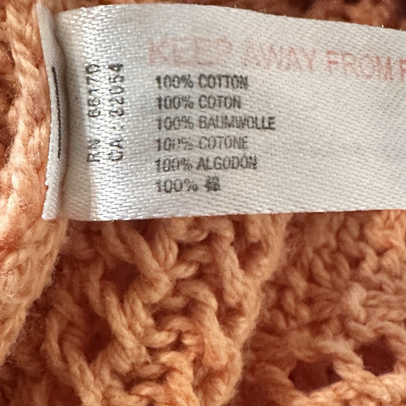 Free People Beach XS Santorini Fauxchet Crochet Midi Dress Sunrise Coral Boho - Picture 7 of 7